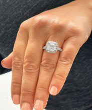 Load image into Gallery viewer, GIA Certified 14k Solid White Gold Asscher And Round Cut Diamond Engagement Ring Bezel Style 3.00ctw F-VS2
