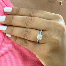 Load image into Gallery viewer, GIA Certified 14k Solid White Gold Cushion And Round Cut Diamond Engagement Ring Halo Natural Diamonds 1.75ctw F-VS2