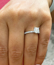 Load image into Gallery viewer, 14k solid white gold cushion and Round cut diamond engagement ring natural diamonds 1.45ctw