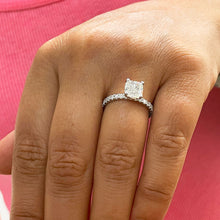 Load image into Gallery viewer, 14k solid white gold cushion cut moissanite and natural round cut diamond engagement ring Bridal Wedding Halo 1.95ctw