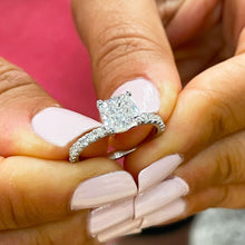 Load image into Gallery viewer, 14k solid white gold cushion and Round cut diamond engagement ring natural diamonds 1.45ctw