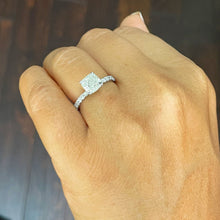 Load image into Gallery viewer, GIA Certified 14k Solid White Gold Cushion And Round Cut Diamond Engagement Ring Halo Natural Diamonds 1.75ctw F-VS2
