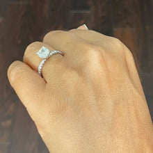 Load image into Gallery viewer, 14k solid white gold cushion and Round cut diamond engagement ring natural diamonds 1.45ctw