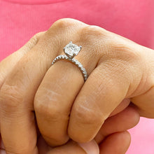 Load image into Gallery viewer, 14k solid white gold cushion cut forever one moissanite and natural round cut diamond engagement ring Bridal Wedding Halo 1.95ctw