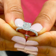 Load image into Gallery viewer, GIA Certified 14k Solid White Gold Cushion And Round Cut Diamond Engagement Ring Halo Natural Diamonds 1.75ctw F-VS2