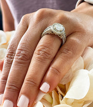 Load image into Gallery viewer, 14K Solid Yellow Gold Oval Cut Forever One Moissanite And Natural Diamond Engagement Ring Deco Bridal Wedding Anniversary Halo 4.00ct