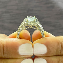 Load image into Gallery viewer, 14K Solid Yellow Gold Oval Cut Forever One Moissanite And Natural Diamond Engagement Ring Deco Bridal Wedding Anniversary Halo 4.00ct