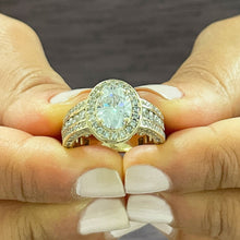 Load image into Gallery viewer, 14K Solid Yellow Gold Oval Cut Moissanite And Natural Diamond Engagement Ring Deco Bridal Wedding Anniversary Halo 4.00ct
