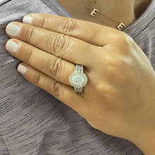 Load image into Gallery viewer, 14K Solid Yellow Gold Oval Cut Moissanite And Natural Diamond Engagement Ring Deco Bridal Wedding Anniversary Halo 4.00ct