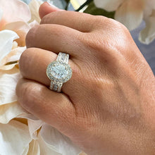 Load image into Gallery viewer, GIA/IGI Certified 14K Solid Yellow Gold Oval And Round Cut Diamond Engagement Ring Deco Bridal Wedding Anniversary Halo 4.00ct F-VS2