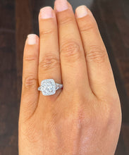 Load image into Gallery viewer, 14k Solid Heavy White Gold Round Cut Forever One Moissanite And Natural Round And Baguettes Diamonds Engagement Ring Bridal Halo 1.95ctw