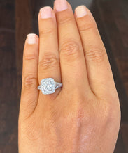 Load image into Gallery viewer, 14k Solid Heavy White Gold Round Cut Moissanite And Natural Round And Baguettes Diamonds Engagement Ring Bridal Halo 1.95ctw