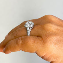 Load image into Gallery viewer, 14k Solid Heavy White Gold Round Cut Moissanite And Natural Round And Baguettes Diamonds Engagement Ring Bridal Halo 1.95ctw