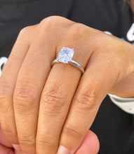 Load image into Gallery viewer, 3.50ct set in 14k solid white gold rectanguler cushion cut moissanite engagement ring solitaire, bridal set, wedding, anniversary