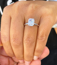 Load image into Gallery viewer, 3.50ct set in 14k solid white gold rectanguler cushion cut moissanite engagement ring solitaire, bridal set, wedding, anniversary