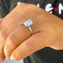 Load image into Gallery viewer, 3.50ct set in 14k solid white gold rectanguler forever one cushion cut moissanite engagement ring solitaire, bridal set, wedding, anniversary