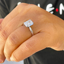 Load image into Gallery viewer, 3.50ct set in 14k solid white gold rectanguler cushion cut moissanite engagement ring solitaire, bridal set, wedding, anniversary