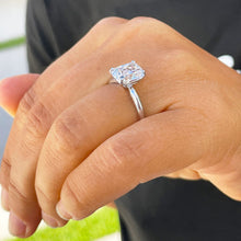 Load image into Gallery viewer, 3.50ct set in 14k solid white gold rectanguler cushion cut moissanite engagement ring solitaire, bridal set, wedding, anniversary