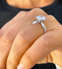 Load image into Gallery viewer, 3.50ct set in 14k solid white gold rectanguler forever one cushion cut moissanite engagement ring solitaire, bridal set, wedding, anniversary