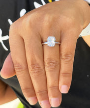 Load image into Gallery viewer, 3.50ct set in 14k solid white gold rectanguler cushion cut moissanite engagement ring solitaire, bridal set, wedding, anniversary