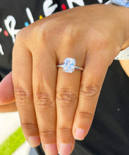 Load image into Gallery viewer, 3.50ct set in 14k solid white gold rectanguler forever one cushion cut moissanite engagement ring solitaire, bridal set, wedding, anniversary