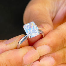 Load image into Gallery viewer, 3.50ct set in 14k solid white gold rectanguler cushion cut moissanite engagement ring solitaire, bridal set, wedding, anniversary
