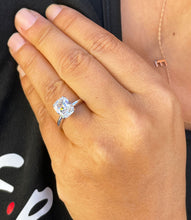 Load image into Gallery viewer, 3.50ct set in 14k solid white gold rectanguler forever one cushion cut moissanite engagement ring solitaire, bridal set, wedding, anniversary