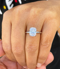 Load image into Gallery viewer, 3.50ct set in 14k solid white gold rectanguler forever one cushion cut moissanite engagement ring solitaire, bridal set, wedding, anniversary