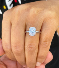 Load image into Gallery viewer, 3.50ct set in 14k solid white gold rectanguler cushion cut moissanite engagement ring solitaire, bridal set, wedding, anniversary