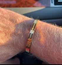 Load image into Gallery viewer, Elegant 14K or 18K Solid and Very Heavy White / Yellow / Or Rose Gold Men's Cuff Bangle 7mm Width Knife Cut Edges