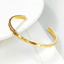 Load image into Gallery viewer, 14K or 18K Solid and Very Heavy White / Yellow / Or Rose Gold Men's Cuff Bangle 6mm Width Knife Cut Edges