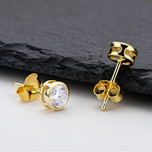 Load image into Gallery viewer, 14K White Gold Round Cut Moissanite Bezel Set Halo Earrings, Bridal, Wedding, Anniversary, Solitaire, Gift 1.80ctw