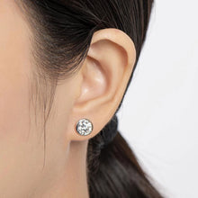 Load image into Gallery viewer, 14k white gold 1.00ctw round cut diamonds studs earrings push backs bezel set Wedding, Bridal, Anniversary, Prong, Natural Diamonds