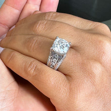 Load image into Gallery viewer, BEAUTIFUL 6.50CT Women's 14k Solid White Gold Cushion Cut Forever One Moissanite And Natural Round Cut Diamond Engagement Ring