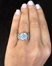 Load image into Gallery viewer, BEAUTIFUL 6.50CT Women's 14k Solid White Gold Cushion Cut Forever One Moissanite And Natural Round Cut Diamond Engagement Ring