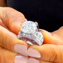 Load image into Gallery viewer, BEAUTIFUL 6.50CT Women's 14k Solid White Gold Cushion Cut Moissanite And Natural Round Cut Diamond Engagement Ring