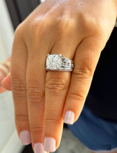 Load image into Gallery viewer, BEAUTIFUL 6.50CT Women's 14k Solid White Gold Cushion Cut Moissanite And Natural Round Cut Diamond Engagement Ring