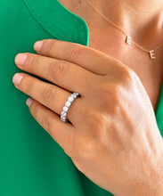 Load image into Gallery viewer, 14K Solid White Gold Round Cut Moissanite And Natural Eternity Three Sided Band Deco, Bridal, Wedding, Anniversary, Gift 5.50ct