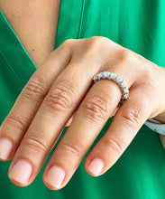 Load image into Gallery viewer, 18K Solid White Gold Round Cut Natural Eternity Three Sided Band Deco, Bridal, Wedding, Anniversary, Gift 5.00ct