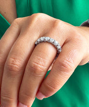 Load image into Gallery viewer, 18K Solid White Gold Round Cut Natural Eternity Three Sided Band Deco, Bridal, Wedding, Anniversary, Gift 5.00ct