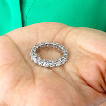 Load image into Gallery viewer, 14K Solid White Gold Round Cut Moissanite And Natural Eternity Three Sided Band Deco, Bridal, Wedding, Anniversary, Gift 5.50ct