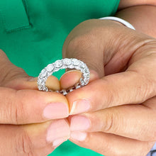 Load image into Gallery viewer, 14K Solid White Gold Round Cut Moissanite And Natural Eternity Three Sided Band Deco, Bridal, Wedding, Anniversary, Gift 5.50ct