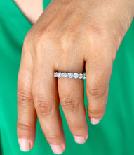 Load image into Gallery viewer, 14K Solid White Gold Round Cut Moissanite And Natural Eternity Three Sided Band Deco, Bridal, Wedding, Anniversary, Gift 5.50ct