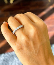 Load image into Gallery viewer, 14K Solid White Gold Round Cut Moissanite And Natural Eternity Three Sided Band Deco, Bridal, Wedding, Anniversary, Gift 5.50ct