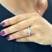 Load image into Gallery viewer, 14K Solid White Gold Round Cut Moissanites Engagment Ring Eternity Style Prong Set 4.00ctw