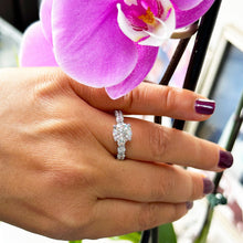 Load image into Gallery viewer, 14k Solid White Gold Round Cut Moissanite And Natural Round Cut Diamonds Engagement Ring Bridal Eternity Prong Set 4.00ctw