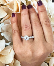 Load image into Gallery viewer, 14k Solid White Gold Round Cut Moissanite And Natural Round Cut Diamonds Engagement Ring Bridal Eternity Prong Set 4.00ctw