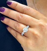 Load image into Gallery viewer, GIA Certified 14k Solid White Gold Round Cut Diamonds Engagement Ring Bridal Eternity Prong Set 4.00ctw F-VS2