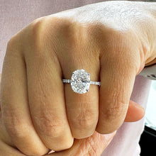 Load image into Gallery viewer, Big 14k Solid White Gold Oval Cut Forever One Oval Moissanite and Round Natural Diamond Engagement Ring Wedding, Bridal Propose 3.25ctw