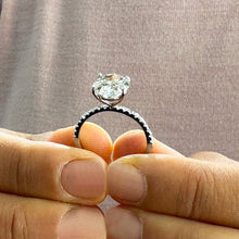 Load image into Gallery viewer, 14k Solid White Gold Oval Cut Oval Moissanite and Round Natural Diamond Engagement Ring Wedding, Bridal Propose 3.25ctw